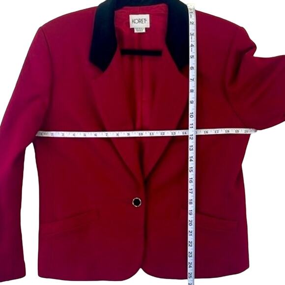 Koret Wool Red Black Velvet Collar Vintage 1 Button Two Pockets Lined Jacket 14 - Picture 11 of 14